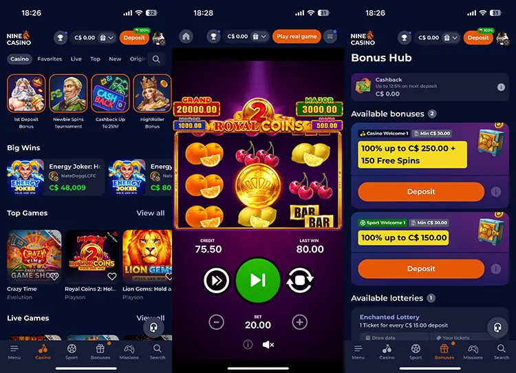 Nine-Casino-Mobile-App-Version